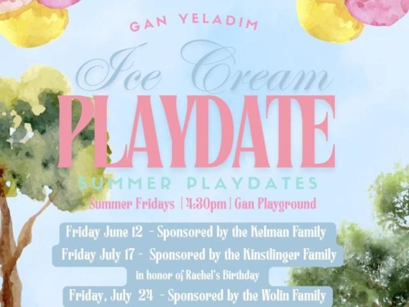 Ice Cream Playdate & Pre Shabbat Party - Friday, July 24 at 5pm
