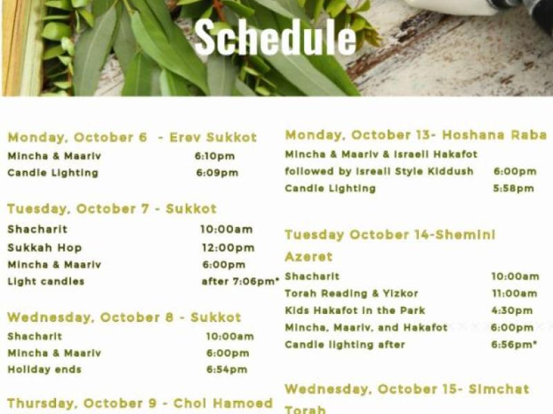Shemini Atzeret and Simchat Torah Schedule