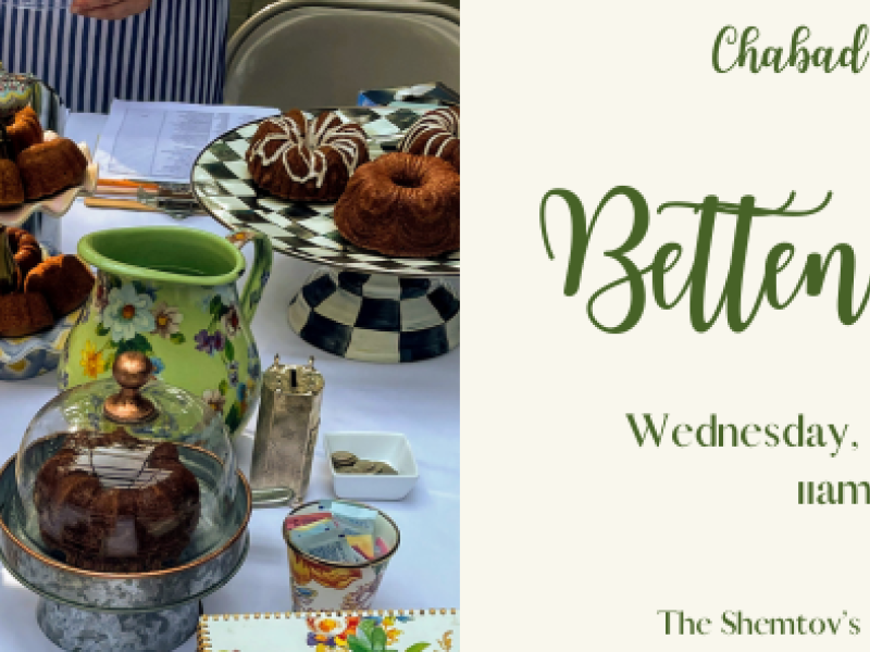 Betten Lekach - Wed, Oct 1 at 11am